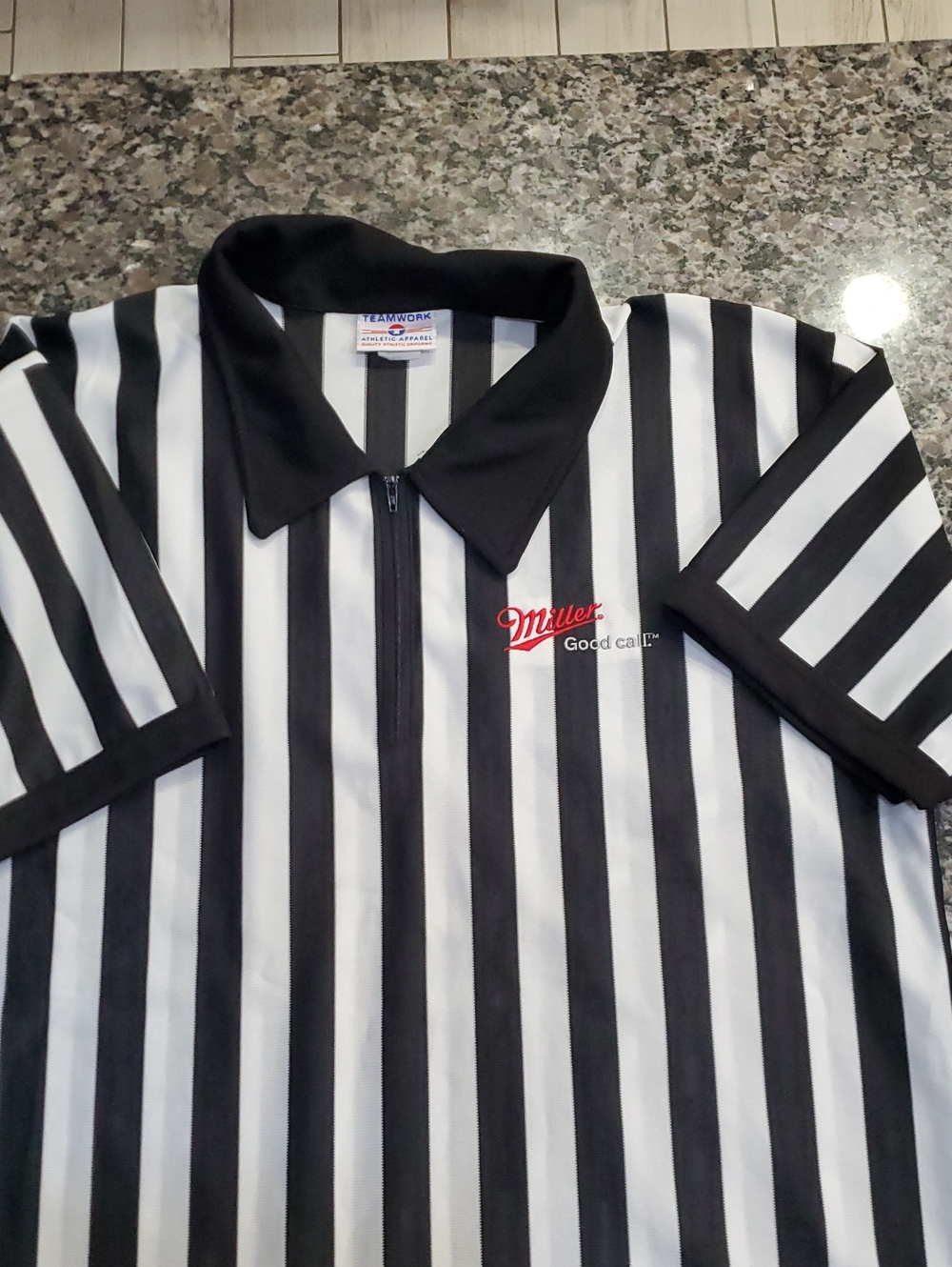 Miller Black & White Striped Referee Polo - Miller
